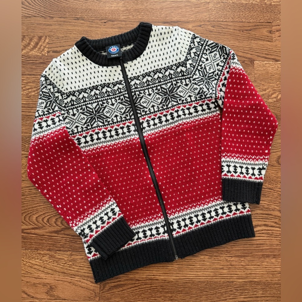 ICEWEAR Icelandic Martha Zipped Cardigan Sweater Fair Isle Nordic Wool‎ Blend S